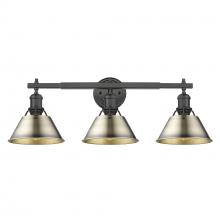  3306-BA3 BLK-AB - Orwell BLK 3 Light Bath Vanity in Matte Black with Aged Brass shades